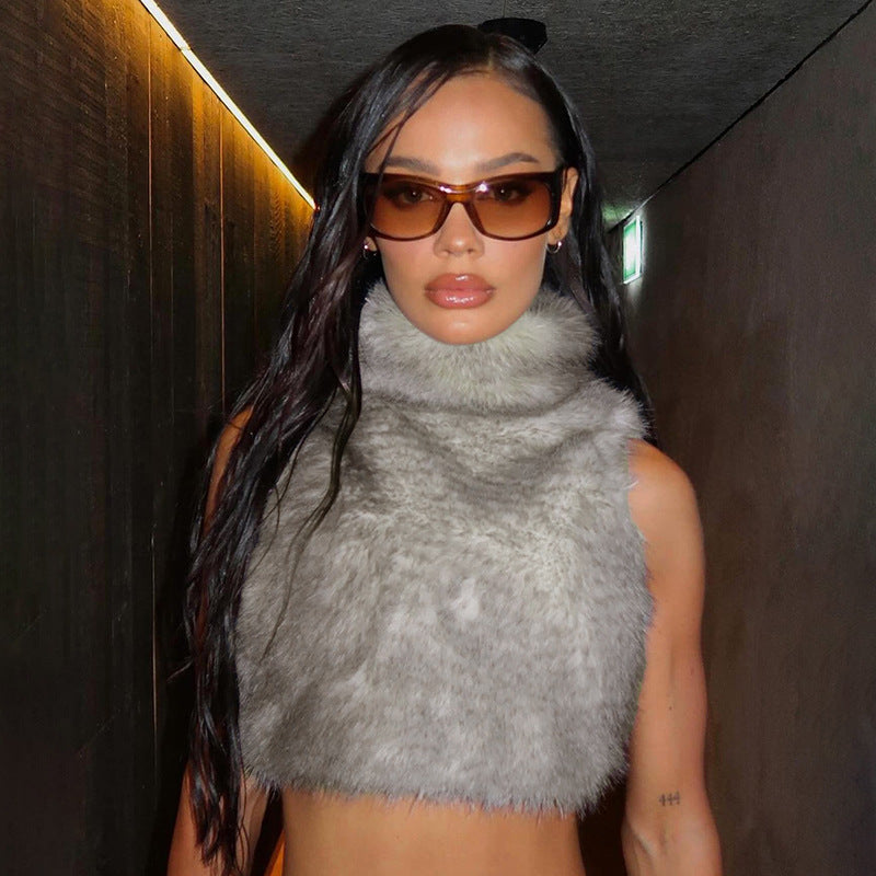 The Dalia Zip-Up Cropped Knit Vest