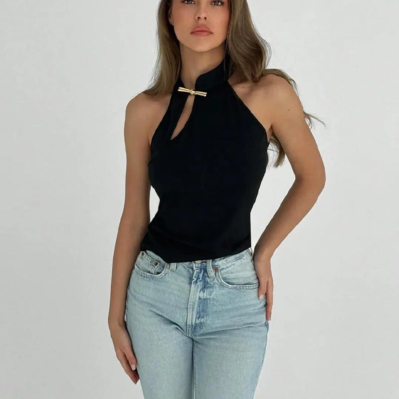 The Kira Stand-Collar Sleeveless Top