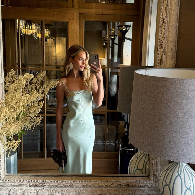 The Lisette Draped Satin Bandeau Dress