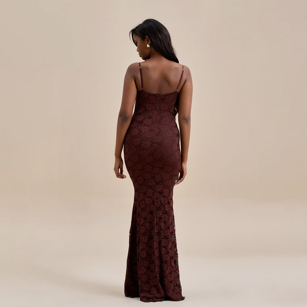 The Jada Backless Lace-Strap Sheath Dress