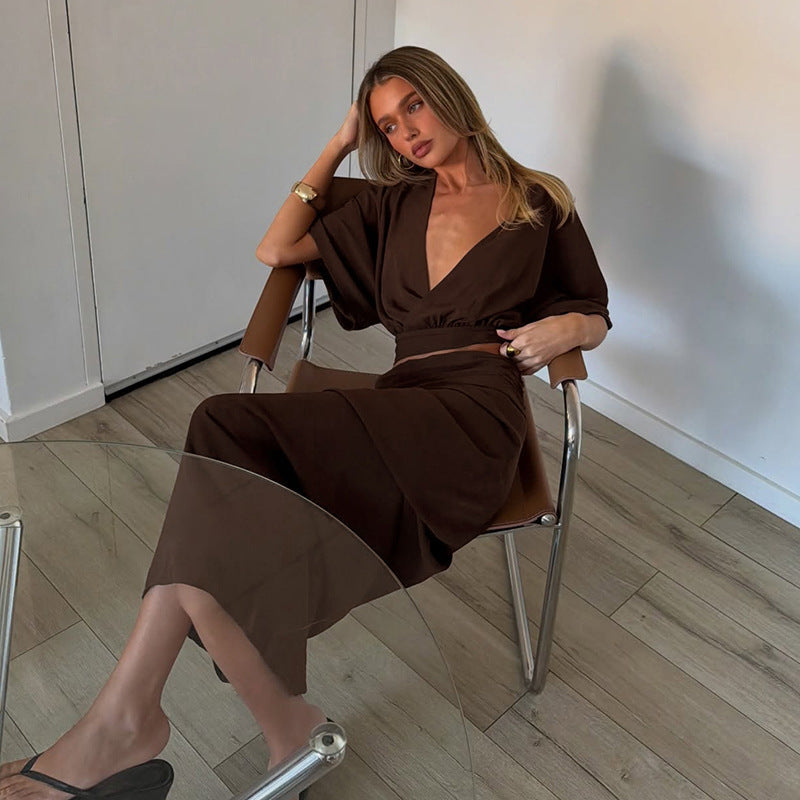 The Yasmin V-Neck Top & Maxi Skirt Set