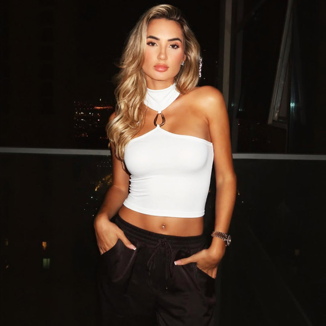 The Maya Cropped Halter Tank