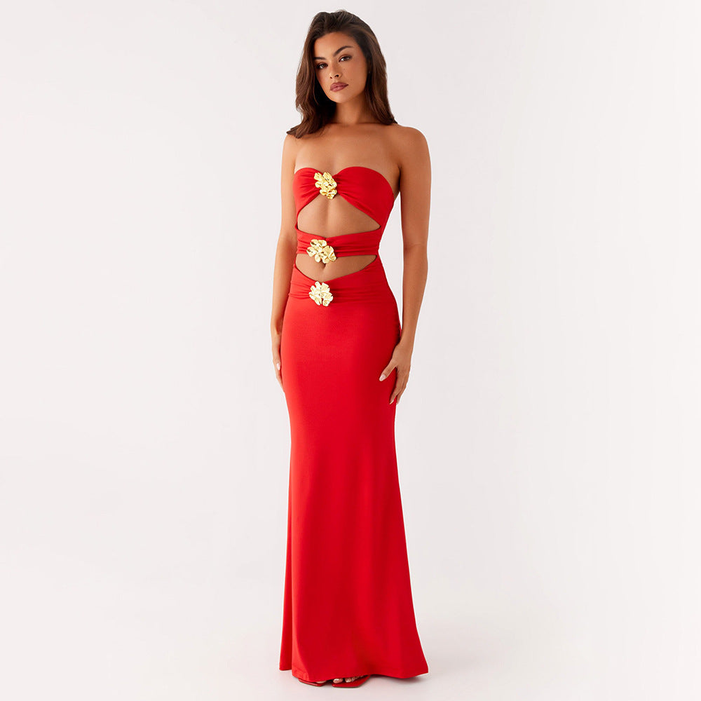 The Kaia Floral-Metal Cutout Maxi Dress