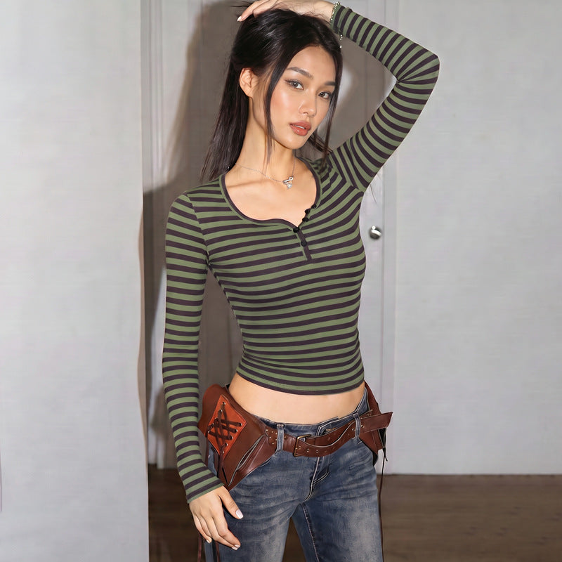 The Naomi Striped Contrast Long-Sleeve Top