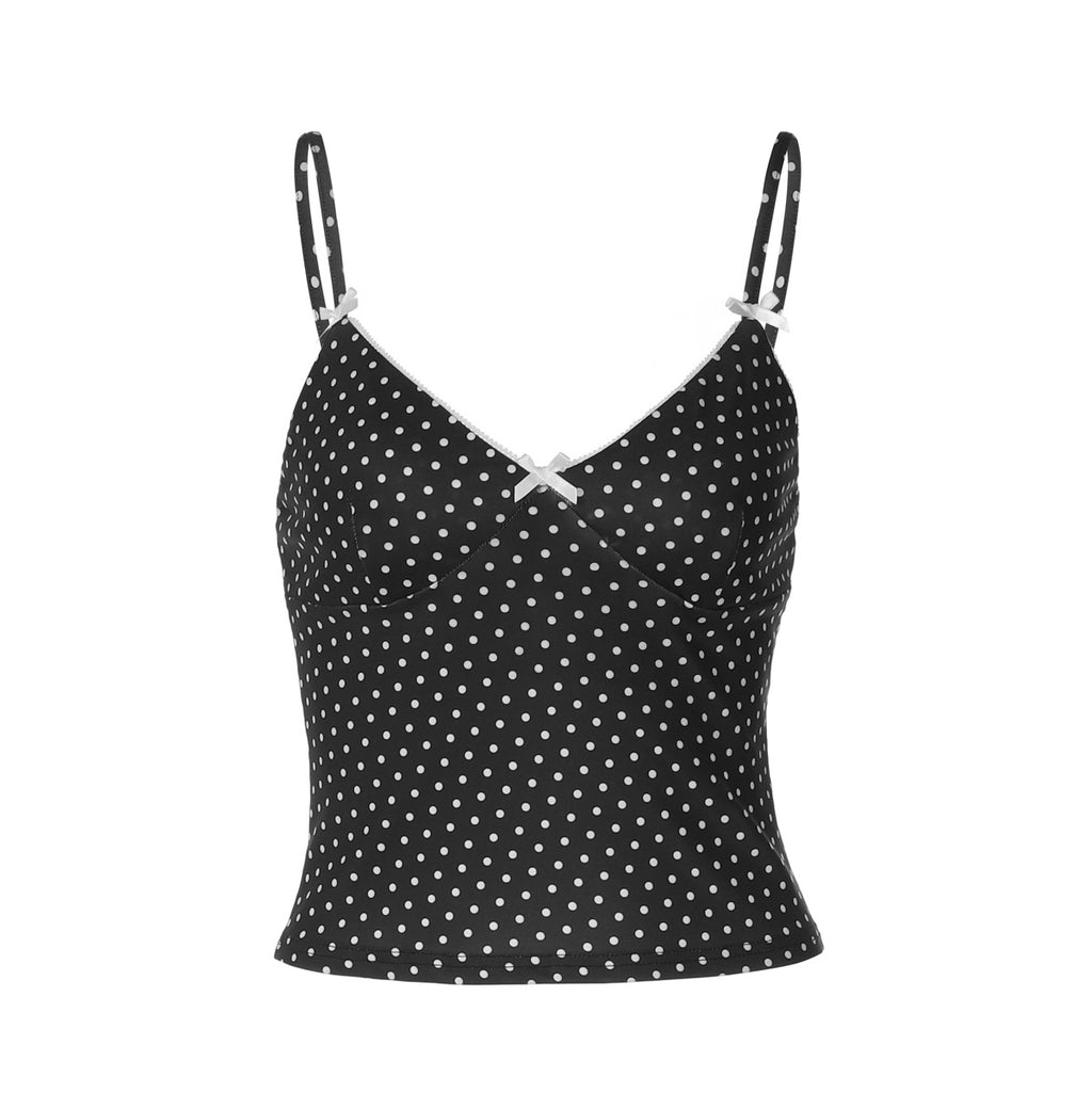 The Imani Polka-Dot Bow V-Neck Top