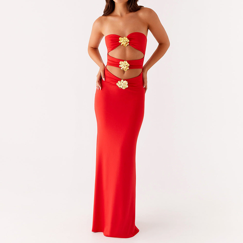 The Kaia Floral-Metal Cutout Maxi Dress