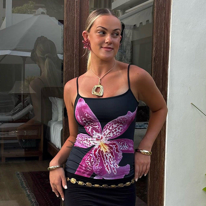The Junia Contrast-Print Strappy Top