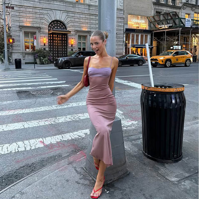 The Ilana Lilac Bandeau Maxi Dress