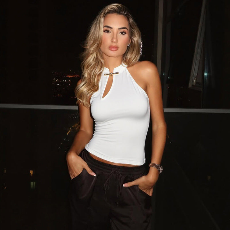 The Kira Stand-Collar Sleeveless Top
